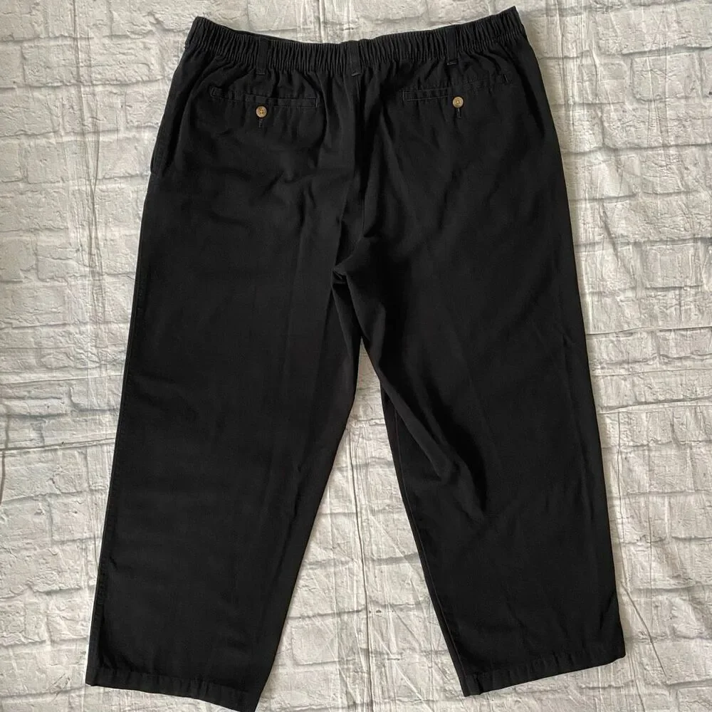 George 42x30 men corton blend pull on chino pants black